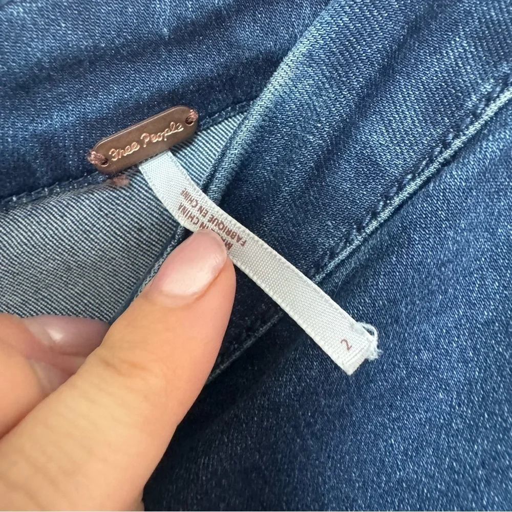 Free People Denim Zip Front Mini Skirt 2 - Picture 5 of 6